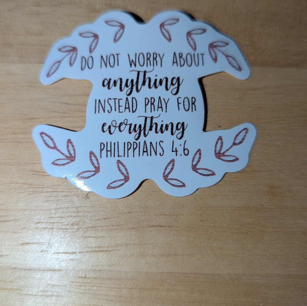 Source Unknown White Inspirational Vinyl Sticker - Philippians 4:6